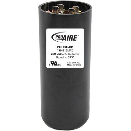 Perfect Aire Start Capacitor, Rnd, 430-516MFD/220-250V PROSC431